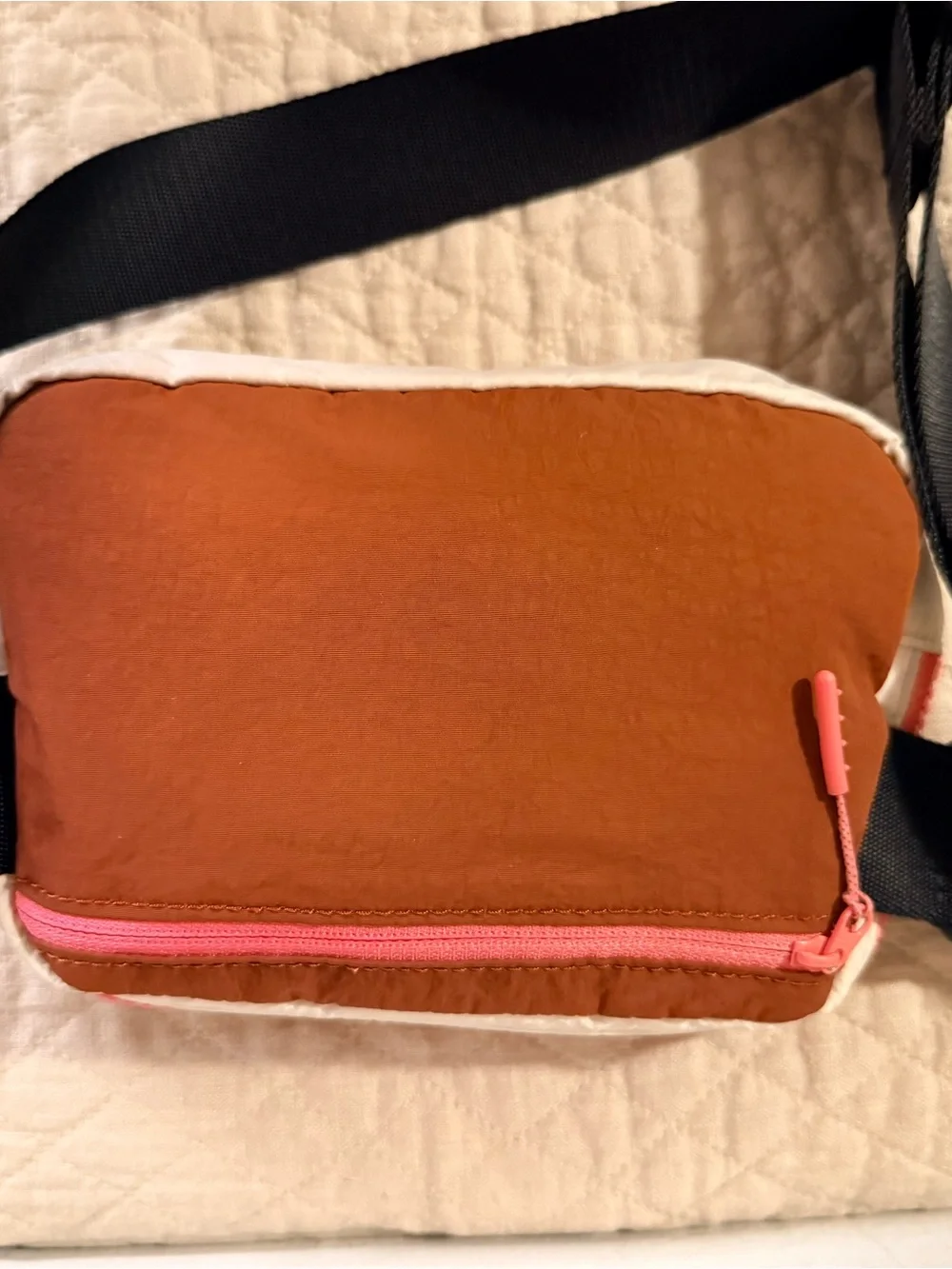 lululemon athletica Cream and Coral Crossbody Belt Bag